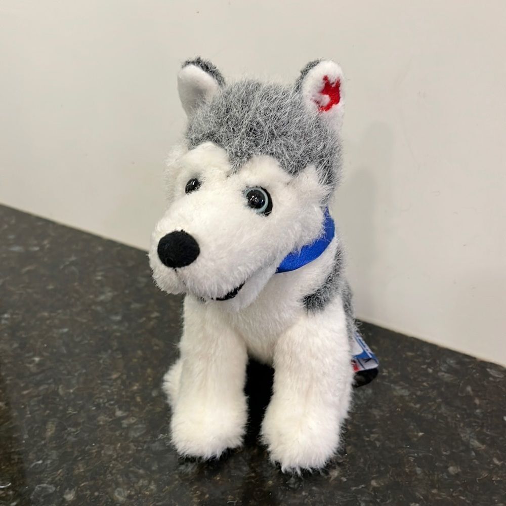 Husky Energy Plush Dog 7.5" Tall Grey White Stuffed Animal